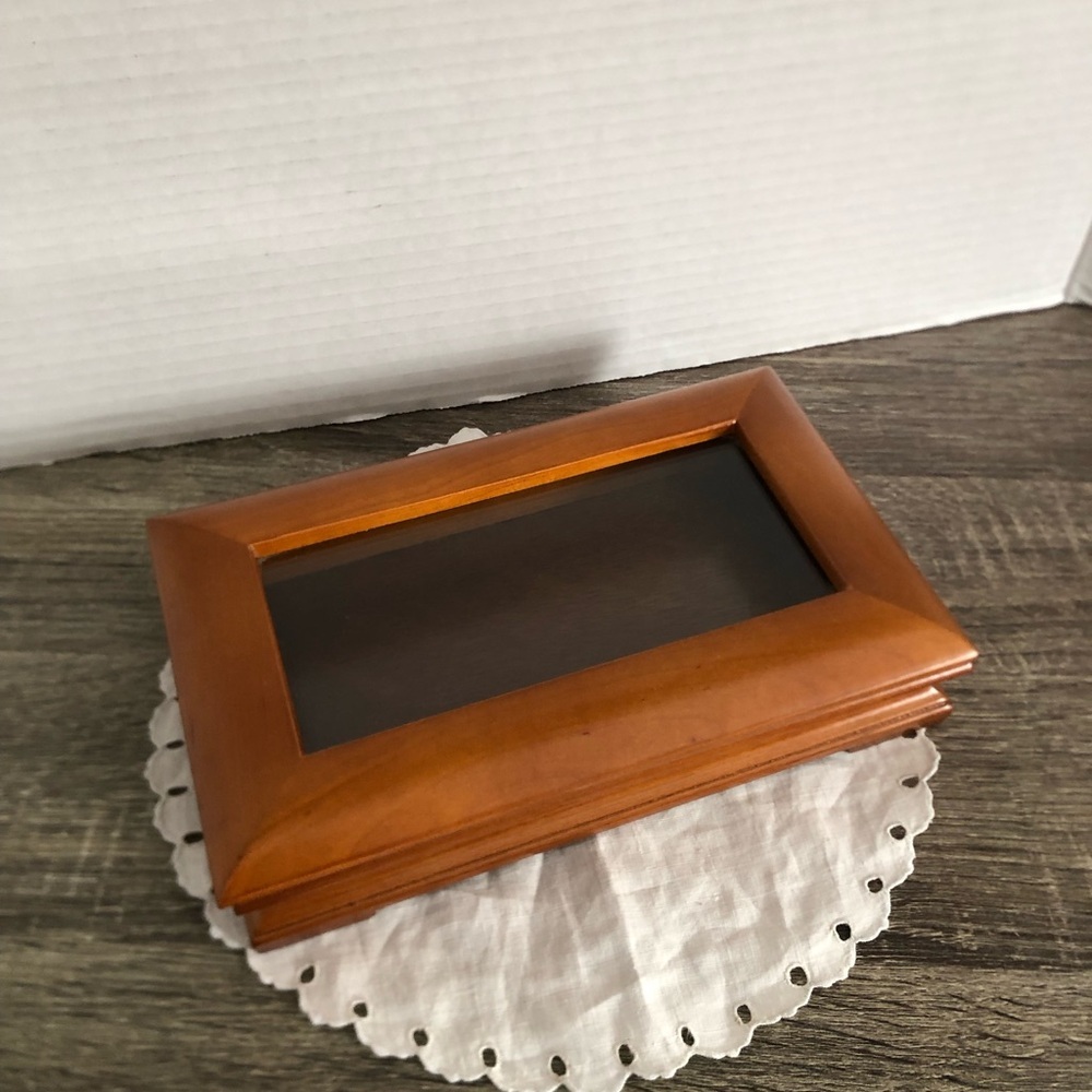 Wood Glass Top Display Jewelry Box